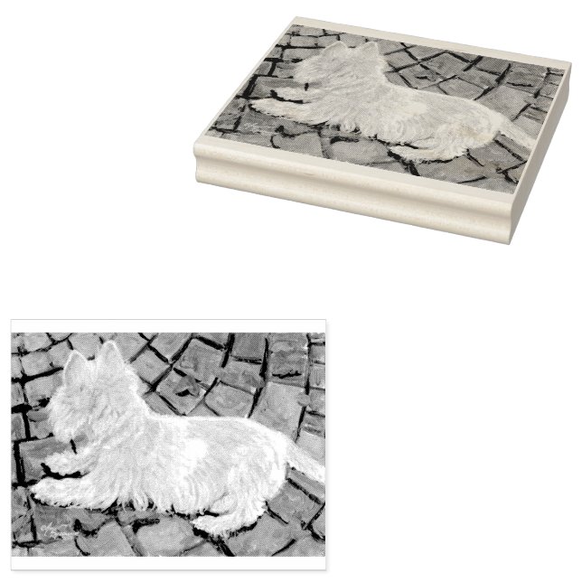 Herbstleaves Westie auf Patio Gummistempel (Stempel)
