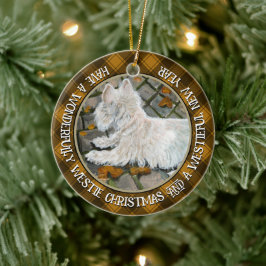 Herbstleaves Westie auf Patio Keramik Ornament