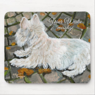 Herbstleaves Westie auf Patio Mousepad