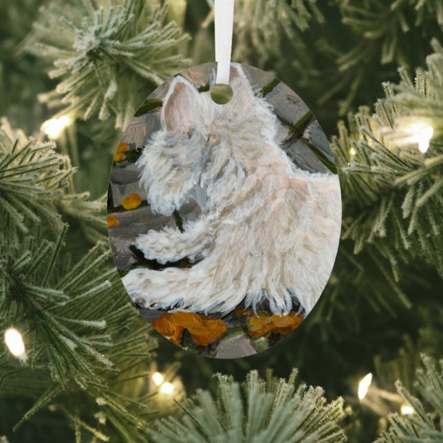 Herbstleaves Westie auf Patio Ornament Aus Metall (InSitu)