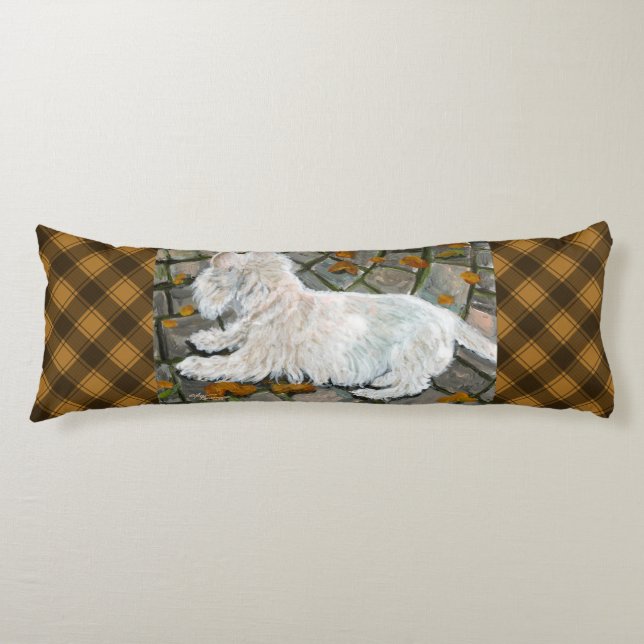 Herbstleaves Westie auf Patio Seitenschläferkissen (Vorderseite)