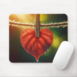 Herbstleder auf der Wäscheleine Mousepad