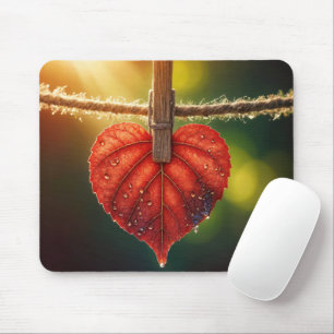 Herbstleder auf der Wäscheleine Mousepad