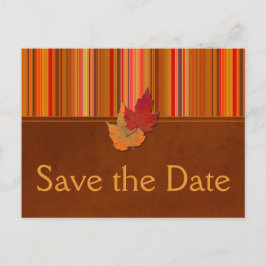 Herbstleeves und Streifen Save the Date Ankündigungspostkarte