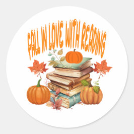 Herbstlehrer, Buch Lover, Herbst Reading Runder Aufkleber