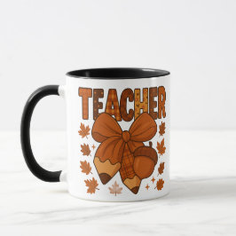Herbstlehrer Tasse - Herbst Kariert Bow, Acorn,