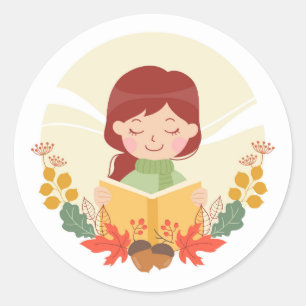 Herbstleser Runder Aufkleber