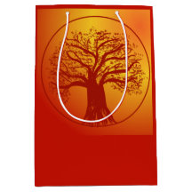 Herbstlich gefärbte Geschenktasche mit Baumdesign