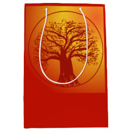 Herbstlich gefärbte Geschenktasche mit Baumdesign Mittlere Geschenktüte