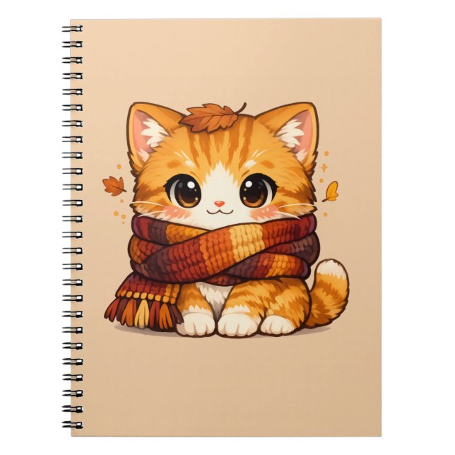Herbstlich Kuschelschal Kitty – Herbst Notizblock (Vorderseite)