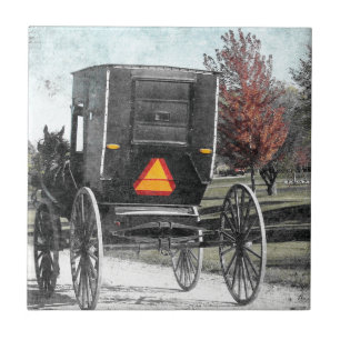 Herbstliche Amish-Buggy Fliese