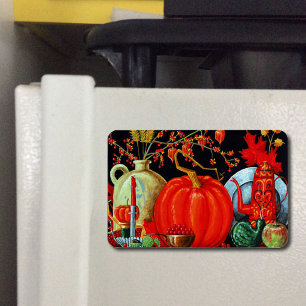 Herbstliche Antikmalerei Kürbis Festlich Flexibel Magnet