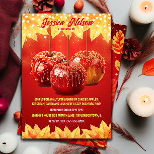 Herbstliche Apfelparty mit kandierten Äpfeln Einladung