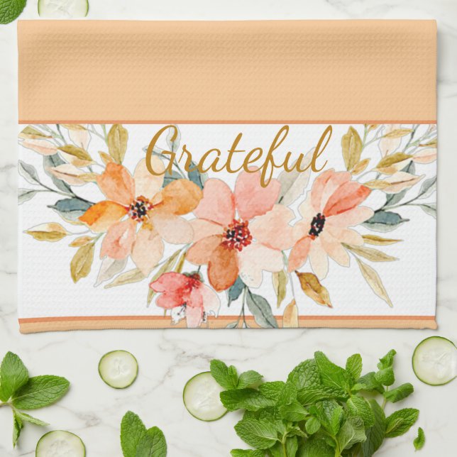 Herbstliche Aquarellblumen Geschirrtuch (Gefaltet)
