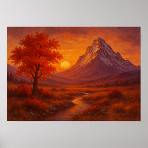 Herbstliche Berglandschaft bei Sonnenuntergang Pos Poster