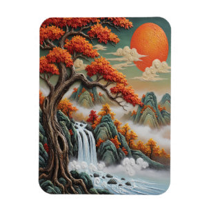 Herbstliche Berglandschaft mit Wasserfall Magnet