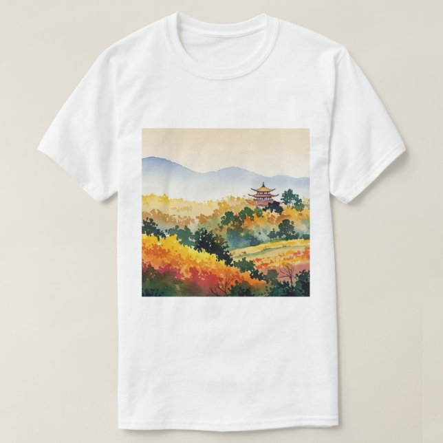 Herbstliche Berglandschaft T-Shirt (Design vorne)