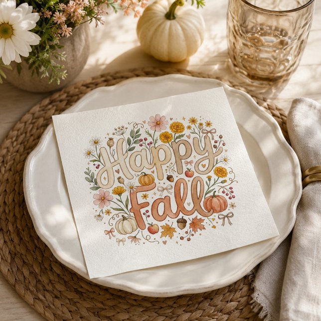 Herbstliche Bewirtung Wasserfarbe Herbst Glücklich Serviette (Von Creator hochgeladen)