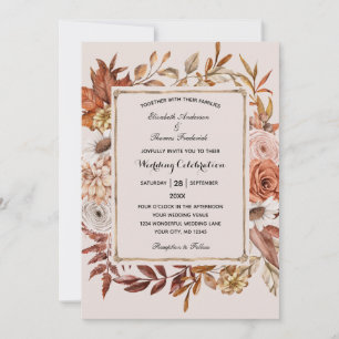 Herbstliche Blätter Blumige Formelle Elegante Hoch Einladung