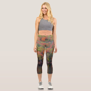 Herbstliche Blätter Herbstfarbendarstellung Frauen Capri Leggings