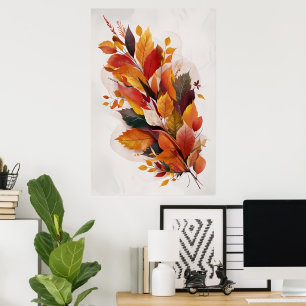 Herbstliche Blätter Wasserfarben Kunst Poster