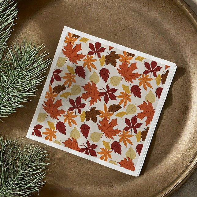 Herbstliche Blätter zum Erntedankfest Serviette (Falling Leaves Autumnal Thanksgiving Napkins)