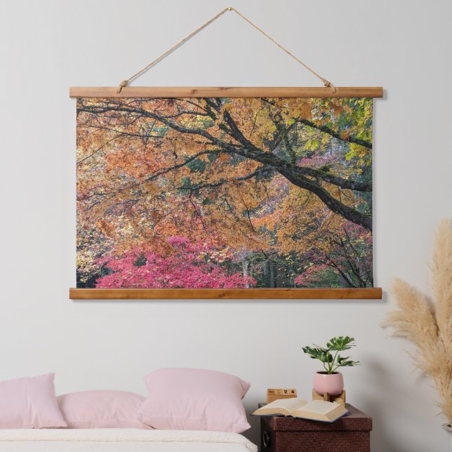 Herbstliche Blattfarben Botanisch Wandteppich Mit Holzrahmen (Schlafzimmer)