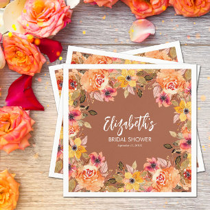 Herbstliche Blume auf dem Terracotta-Brautparty Serviette