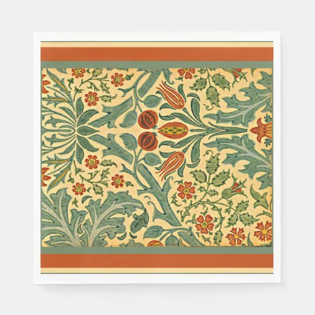 Herbstliche Blume, berühmtes William Morris-Muster Serviette (Vorderseite)