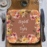 Herbstliche Blume Brautparty Terracotta Pappteller<br><div class="desc">Diese wunderschönen Teller aus Papier sind mit eleganten Aquarellfarben,  Blume und Grünpflanzen auf einer Terrakotta ausgestattet und eignen sich für jeden Anlass. PASSENDE Artikel in unserem Geschäft.</div>