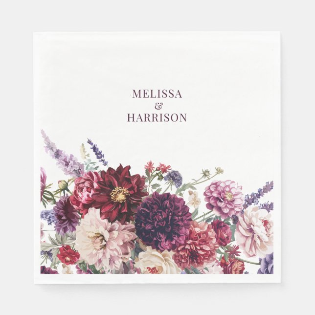 Herbstliche Blume Dahlia Danke Dark Serviette (Vorderseite)