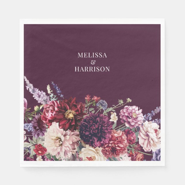 Herbstliche Blume Dahlia Danke Dark Serviette (Vorderseite)