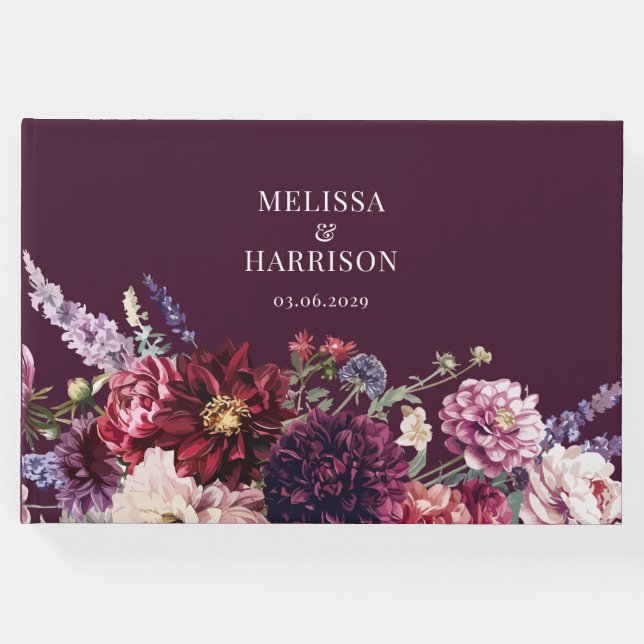 Herbstliche Blume Dahlia Dark Gästebuch (Vorderseite)