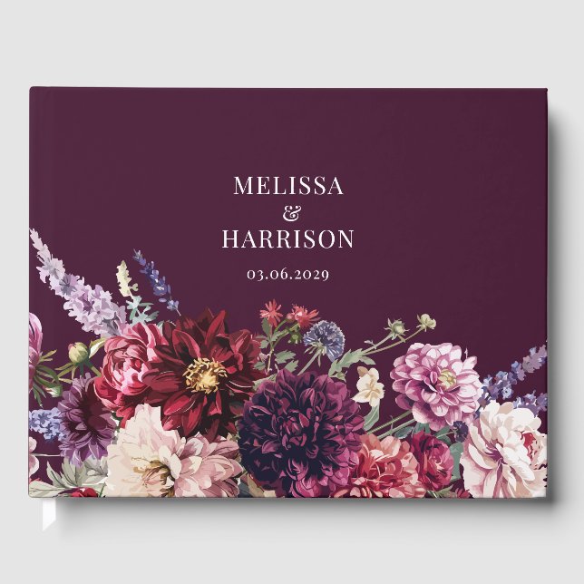 Herbstliche Blume Dahlia Dark Gästebuch (Vorderseite)