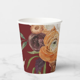 Herbstliche Blume Elegante Papiergruppen Pappbecher