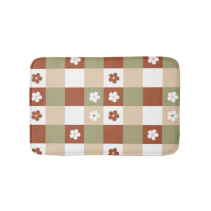 Herbstliche Blume Gingham Karo Pattern Badematte