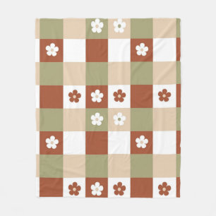 Herbstliche Blume Gingham Karo Pattern Fleecedecke