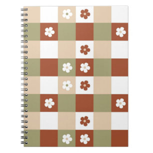 Herbstliche Blume Gingham Karo Pattern Notizblock
