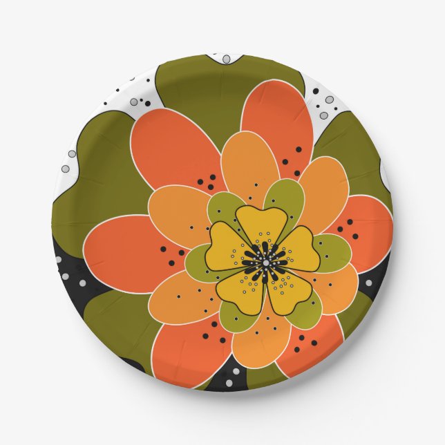 Herbstliche Blume, Herbst, Blume, Veranschaulichun Pappteller (Vorderseite)