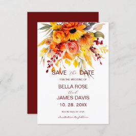 Herbstliche Blume Hochzeit speichern Datum Save The Date