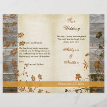 Herbstliche Blume, IMITATE Wood Wedding Programm