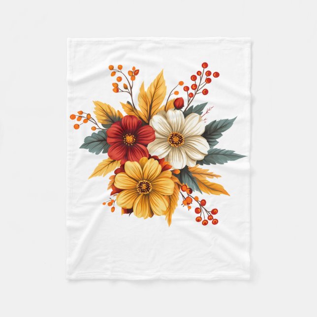 Herbstliche Blume - rosa Blumenarmband Fleec Blank Fleecedecke (Vorderseite)