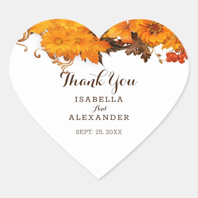 Herbstliche Blume und Beeren Herz-Aufkleber (Vorderseite)