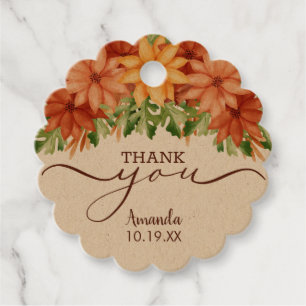 Herbstliche Blumen Dankeschön Geschenkanhänger