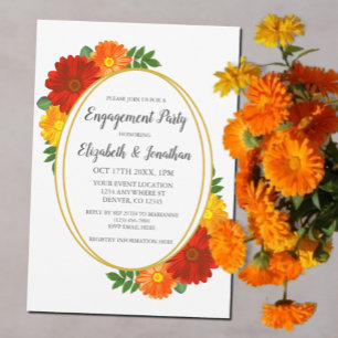 Herbstliche Blumen Engagement Party Einladung