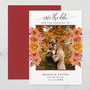 Herbstliche Blumen-Foto-Save-the-Date-Karte Save The Date