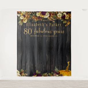 Herbstliche Blumen-Geburtstags-Photobooth-Kulisse Wandteppich