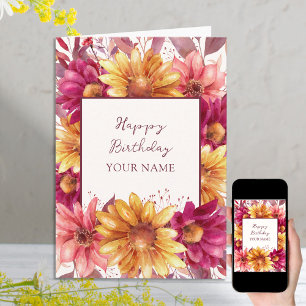 Herbstliche Blumen Geburtstagskarte personalisiert Karte