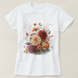 Herbstliche Blumen- & Halloween-Wasserfarben-Desig T-Shirt