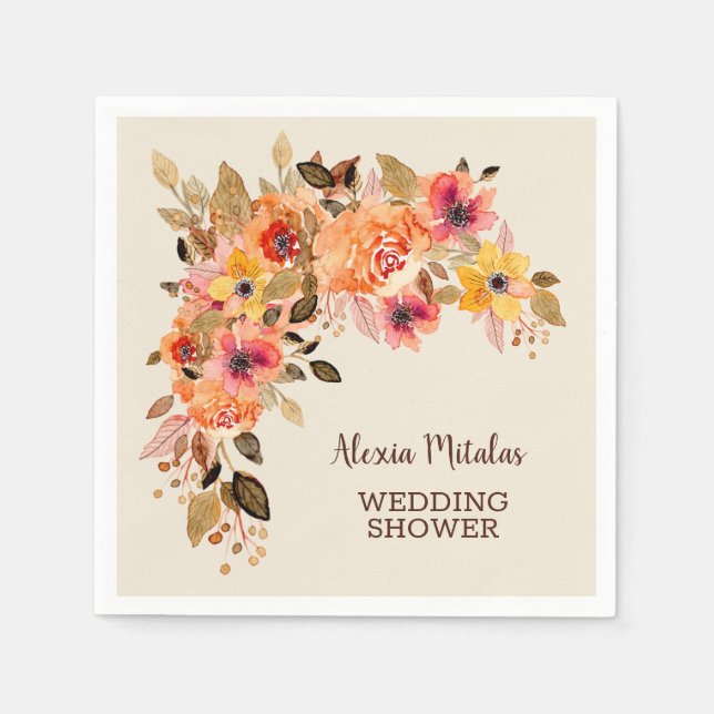 Herbstliche Blumen Herbst Serviette (Vorderseite)